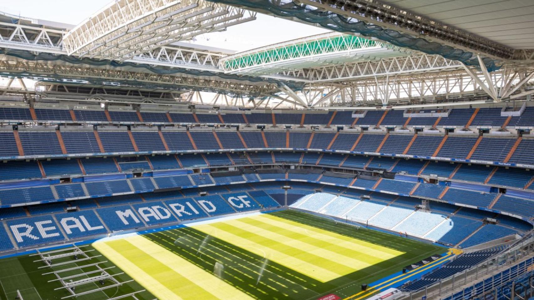 Interior del Bernabéu durante la remodelación del estadio.
