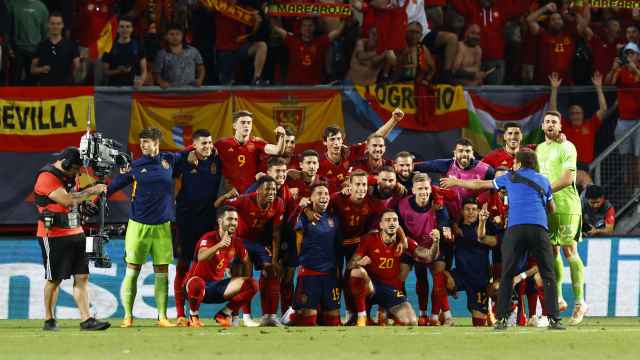 La selección española de fútbol, celebrando el pase a la final de la UEFA Nations League 2023