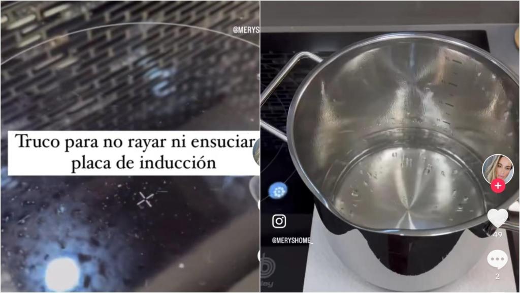 Captura de uno de los vídeos en los que se aconseja poner papel de cocina sobre la vitrocerámica.