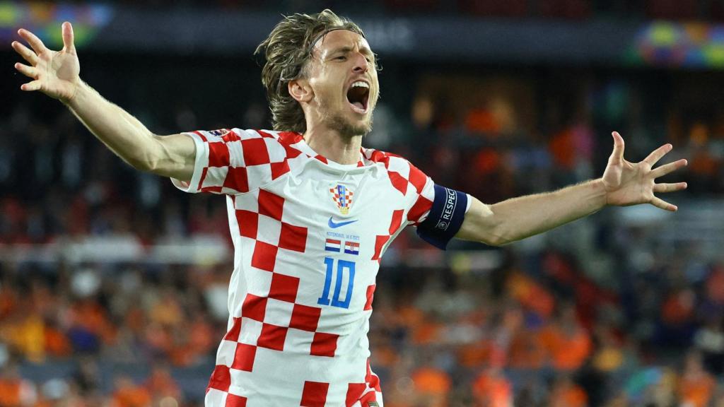 Luka Modric celebra su gol frente a Países Bajos en la semifinal.