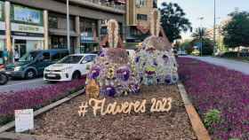 Alicante recrea con flores a las Belleas del Foc en dos concurridas zonas de la ciudad.