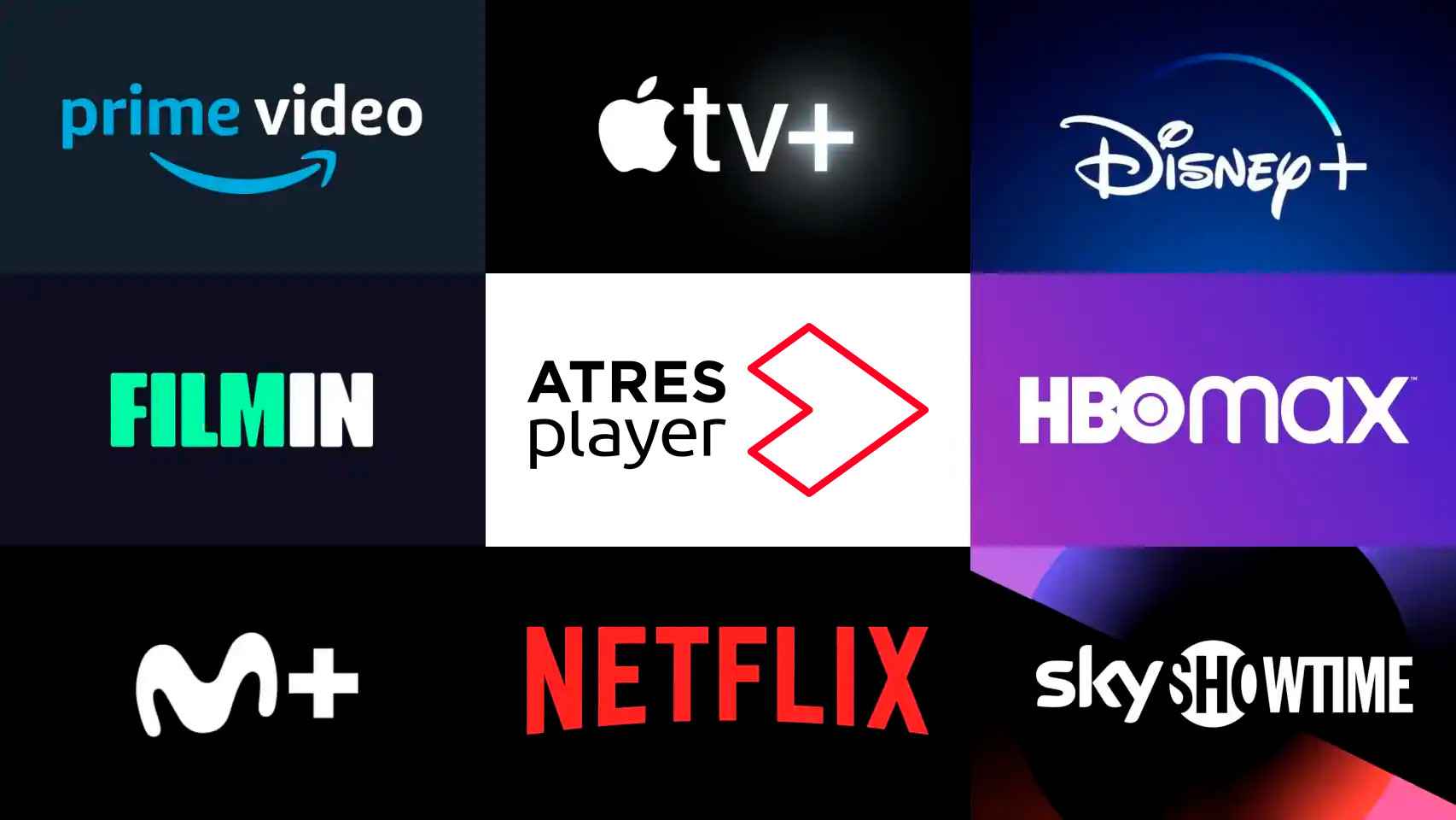 Logos de las distintas plataformas de streaming en España.