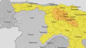 Mapa de la AEMET con las alertas activas en Castilla y León