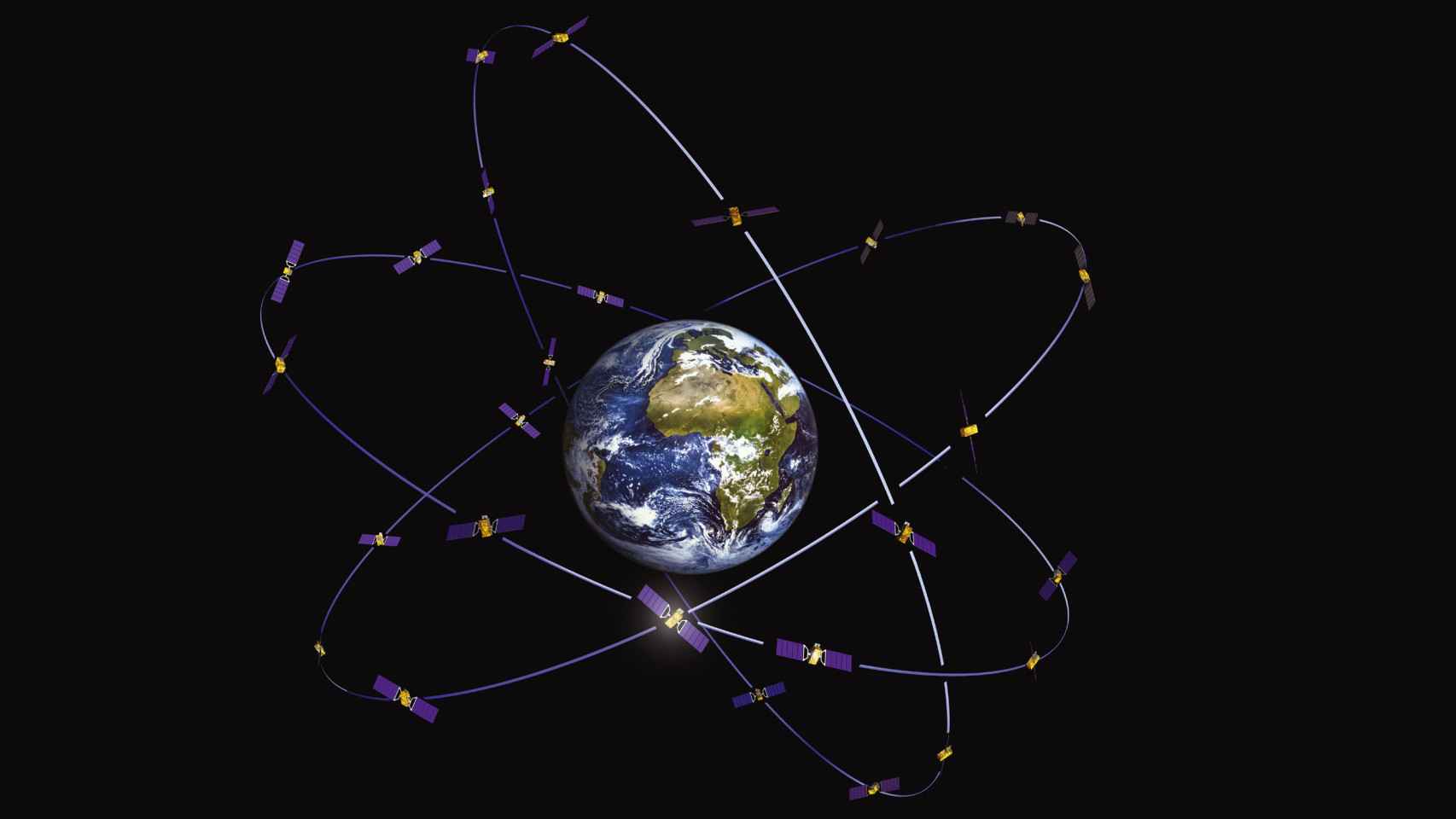 Representación de una constelación de satélites
