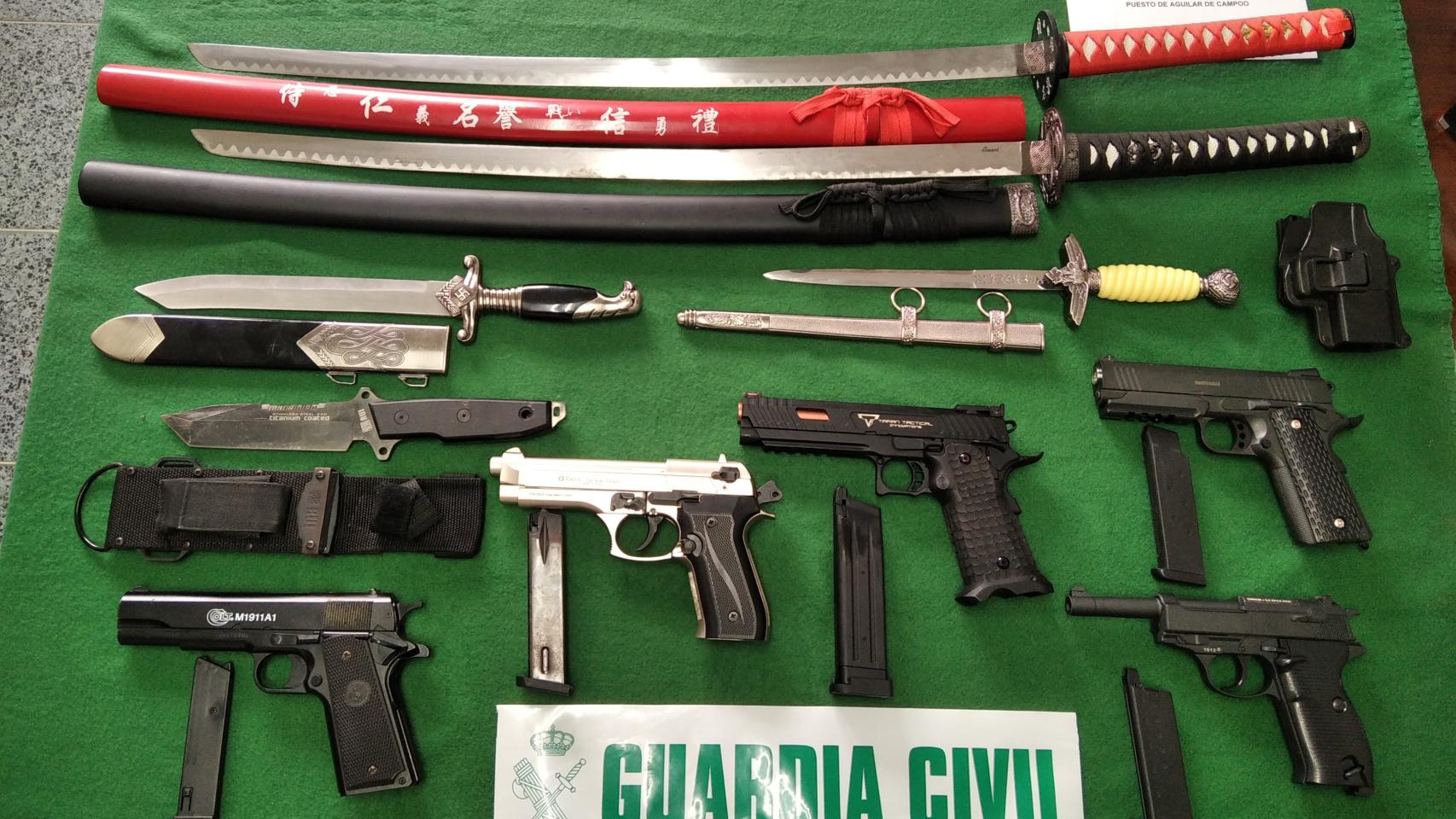 Armas incautadas por la Guardia Civil