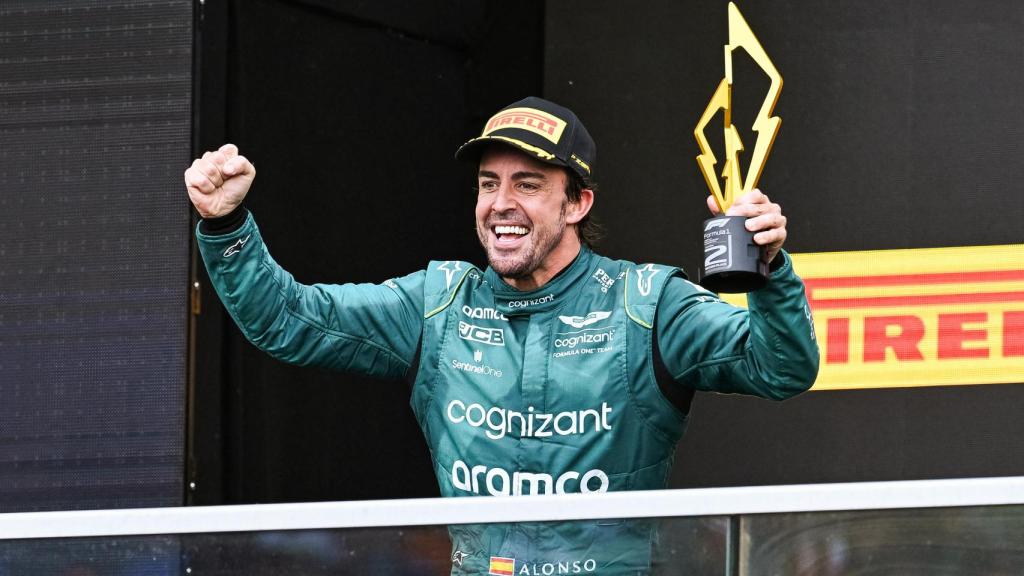 Fernando Alonso, en el podio del Gran Premio de Canadá