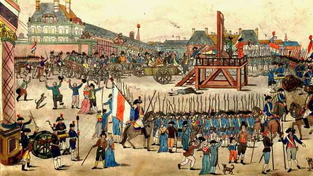 La ejecución de Robespierre y sus seguidores, según una ilustración de la época.