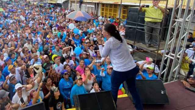 María Corina Machado, este sábado en un mitin en la ciudad venezolana de Varela.