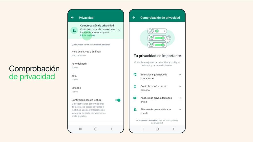 Nueva sección de privacidad en WhatsApp