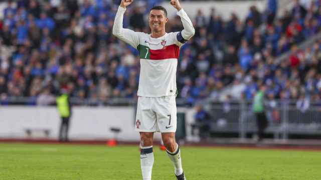 Cristiano Ronaldo, celebrando el gol de la victoria de Portugal ante Islandia