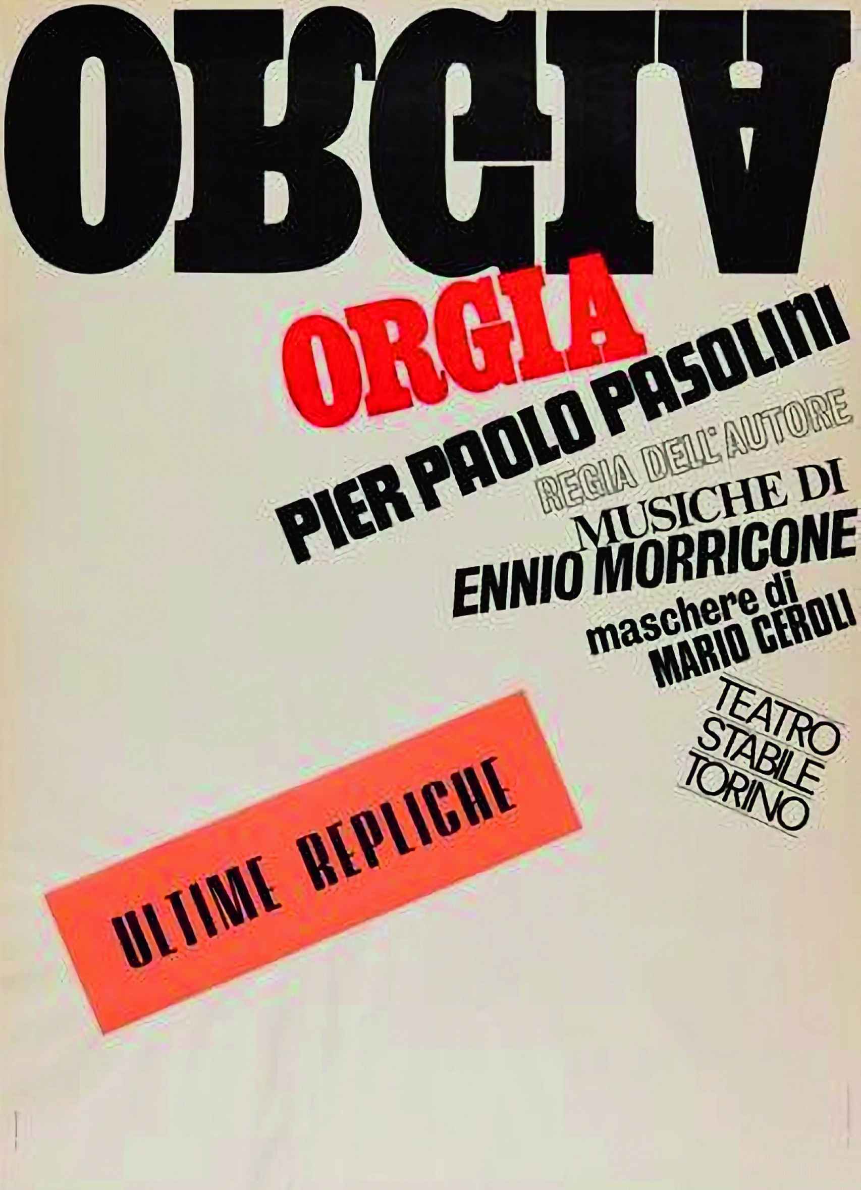 Cartel del montaje que el  propio Pasolini estrenó en 1968.