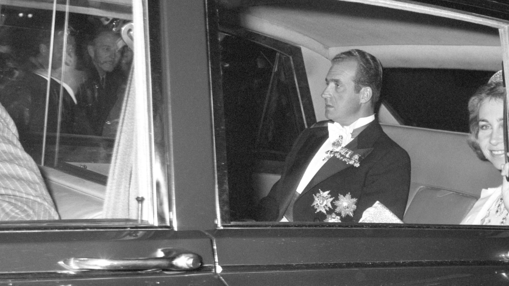 Los reyes Juan Carlos y Sofía, en Reino Unido, 1973.