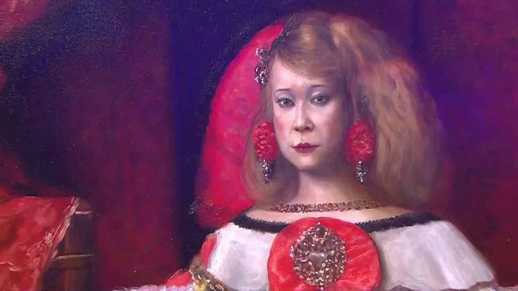 Mila, como Margarita Ximénez de Cisneros, en un cuadro pintado por Antonio Decinti.