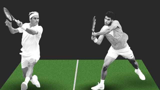 Roger Federer y Carlos Alcaraz, en un fotomontaje
