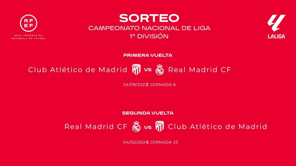 Fechas de los derbis entre Real Madrid y Atlético Madrid de La Liga 2023 / 2024