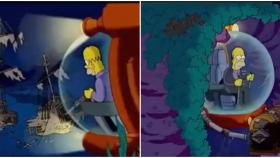 Homer Simpson durante un capítulo en el que viaja en submarino a las ruinas del Titanic