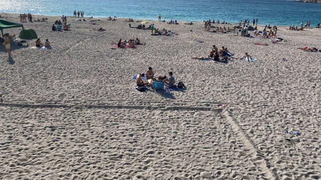 La playa del Orzán esta tarde.