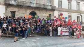 Concentración de empleados de escuelas infantiles privadas en Vigo.
