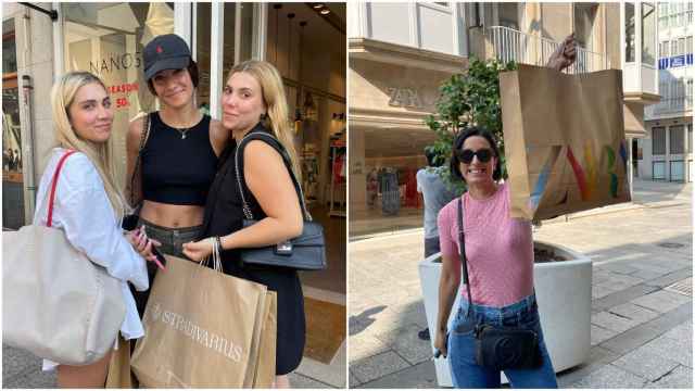 Carla, Noemi, Carla, y Tania en la calle Príncipe de Vigo durante las compras.