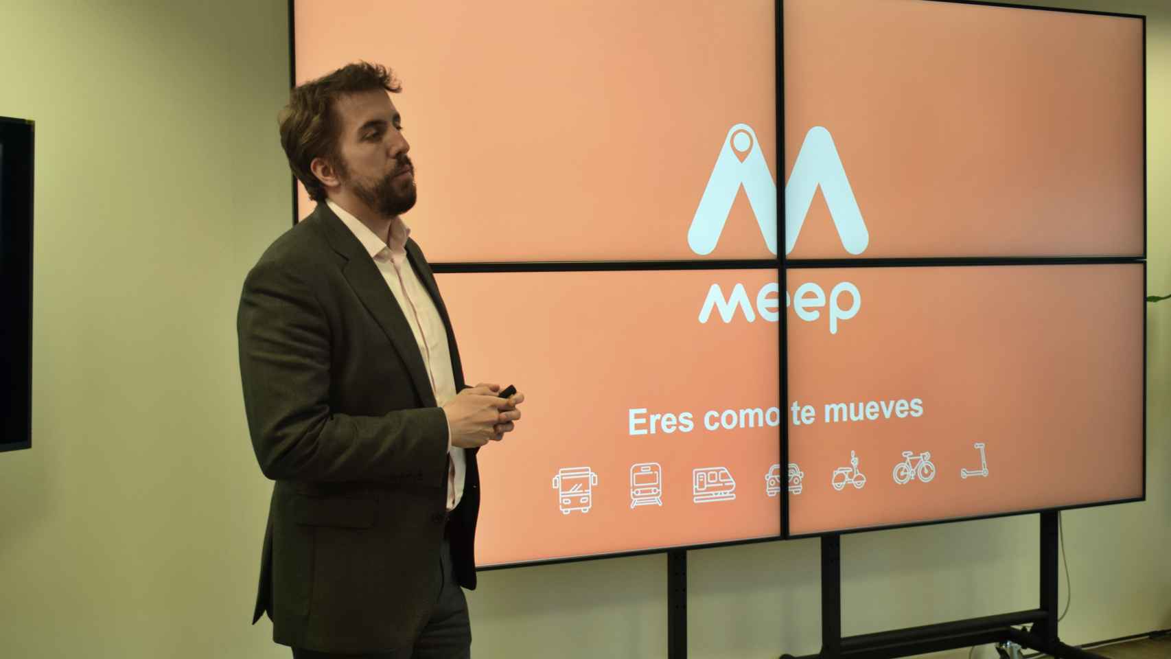 Guillermo Campoamor, CEO de Meep, durante el 'Demoday' de Aena Ventures.