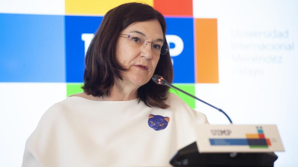 Cani Fernández, presidenta de la Comisión Nacional de los Mercados y la Competencia, durante su intervención en el curso de economía organizado por la APIE en la Universidad Menéndez Pelayo.