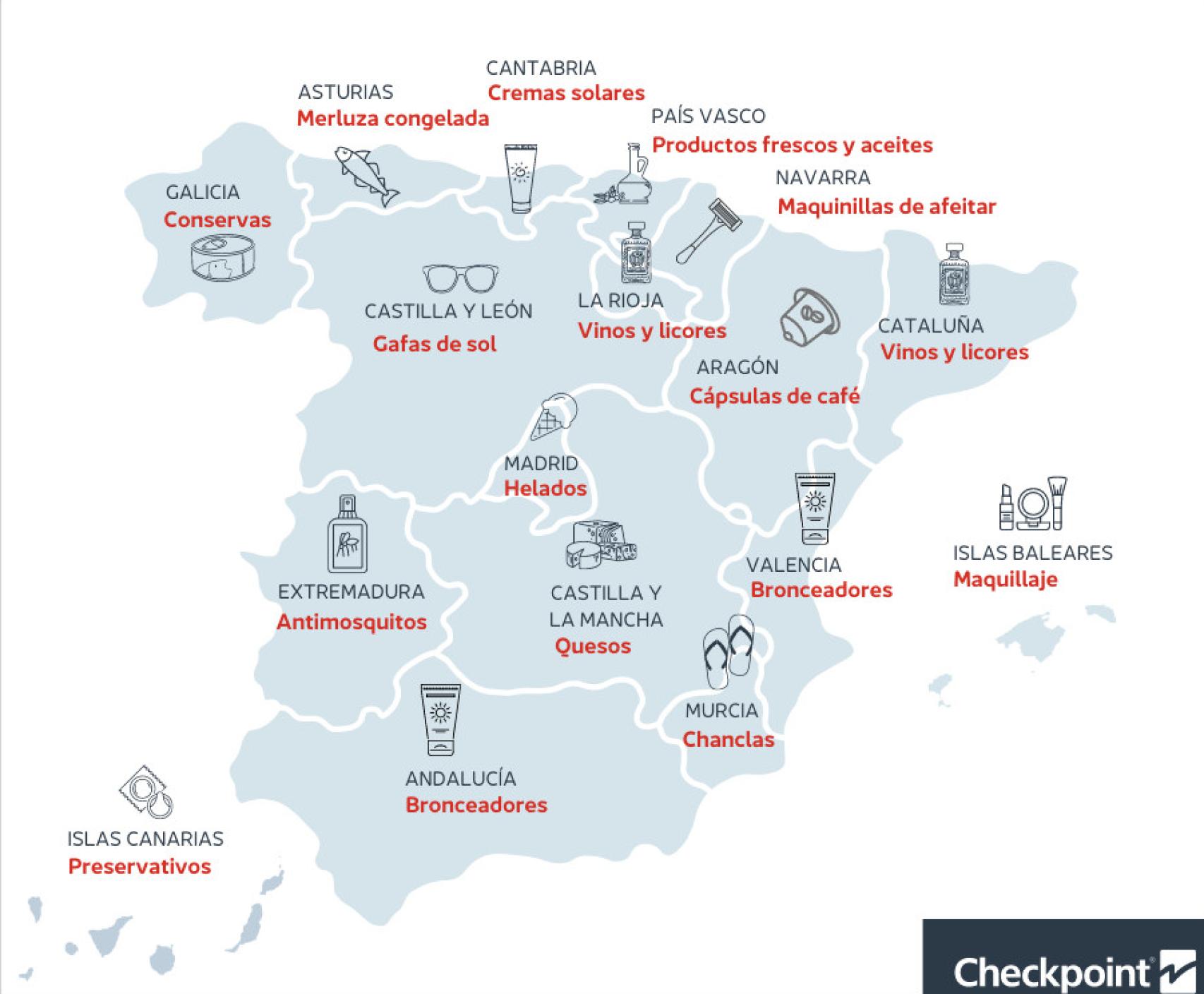 Mapa de hurtos en verano. Foto: 'Checkpoint Systms'.