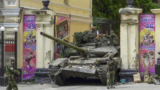 Un tanque del Grupo Wagner en las calles de Rostov.
