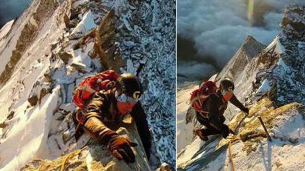 Fotografía de Julian Sands escalando el Weisshorn.