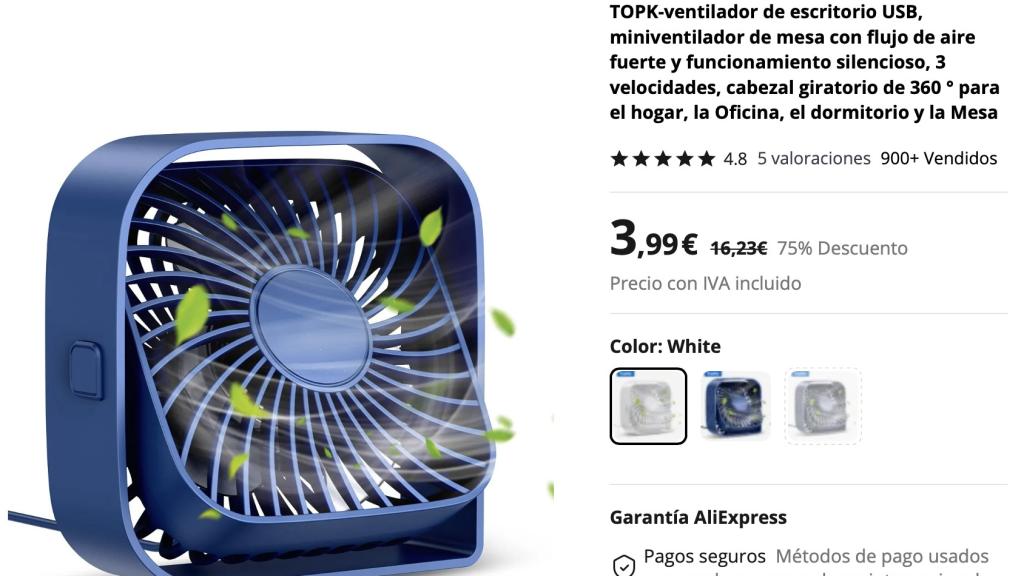 Ventilador de escritorio.