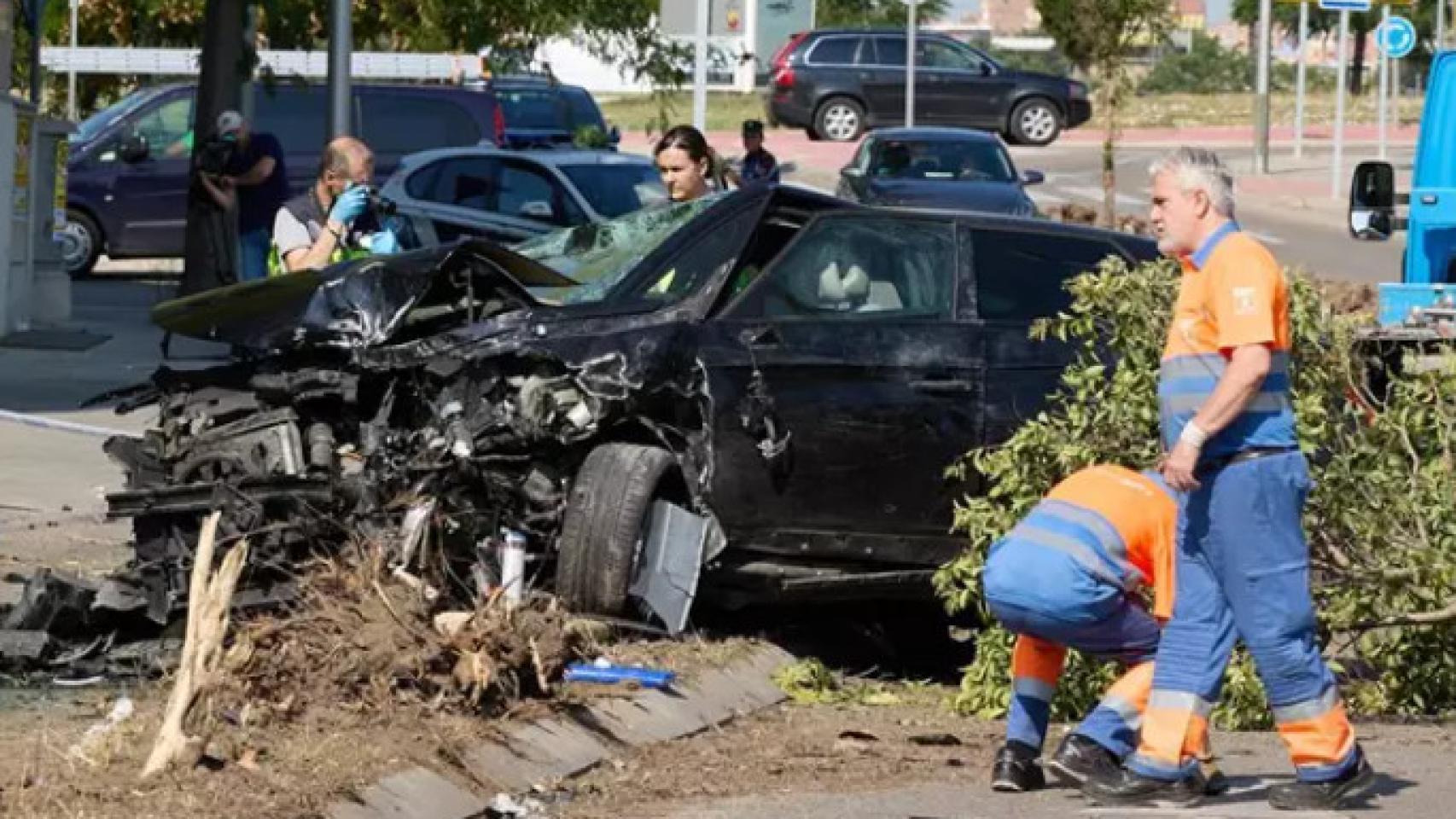 Una imagen del coche siniestrado