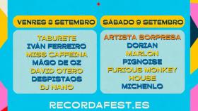 Cartel por días del Recorda Fest.