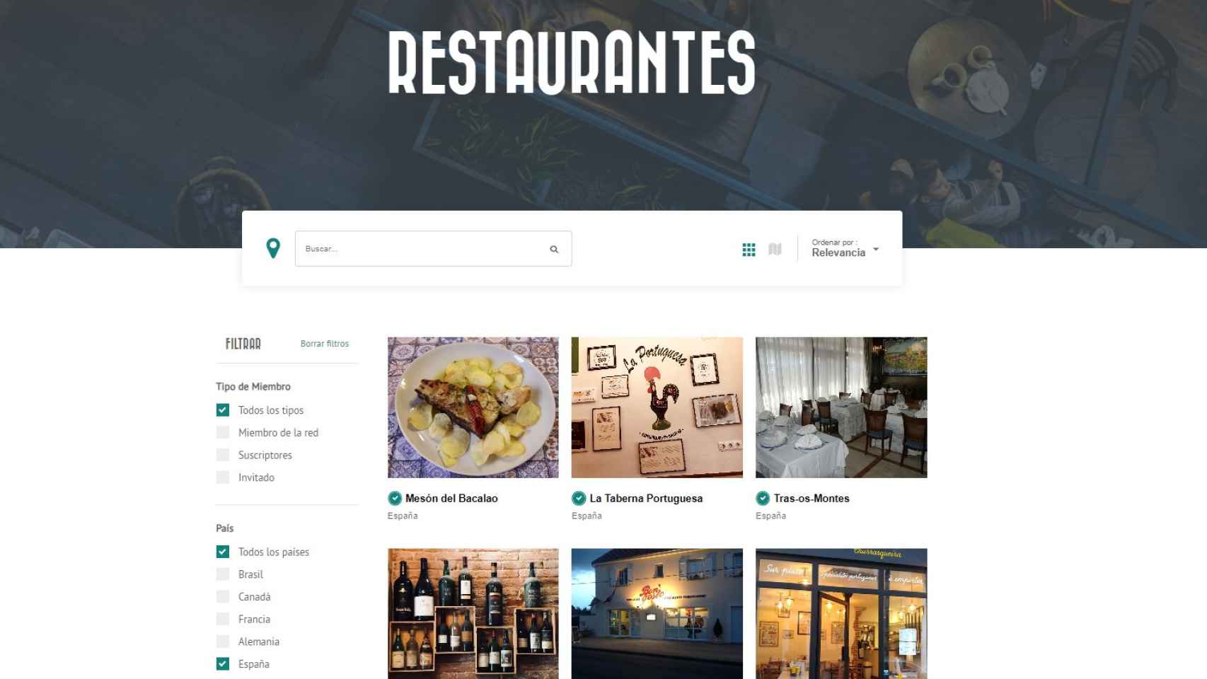 El listado de los mejores restaurantes portugueses.