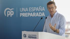 Alberto Núñez Feijóo, durante la presentación en Valencia de su decálogo de Sanidad.