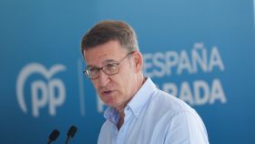 El presidente del PP, Alberto Núñez Feijóo, este martes en Valencia.