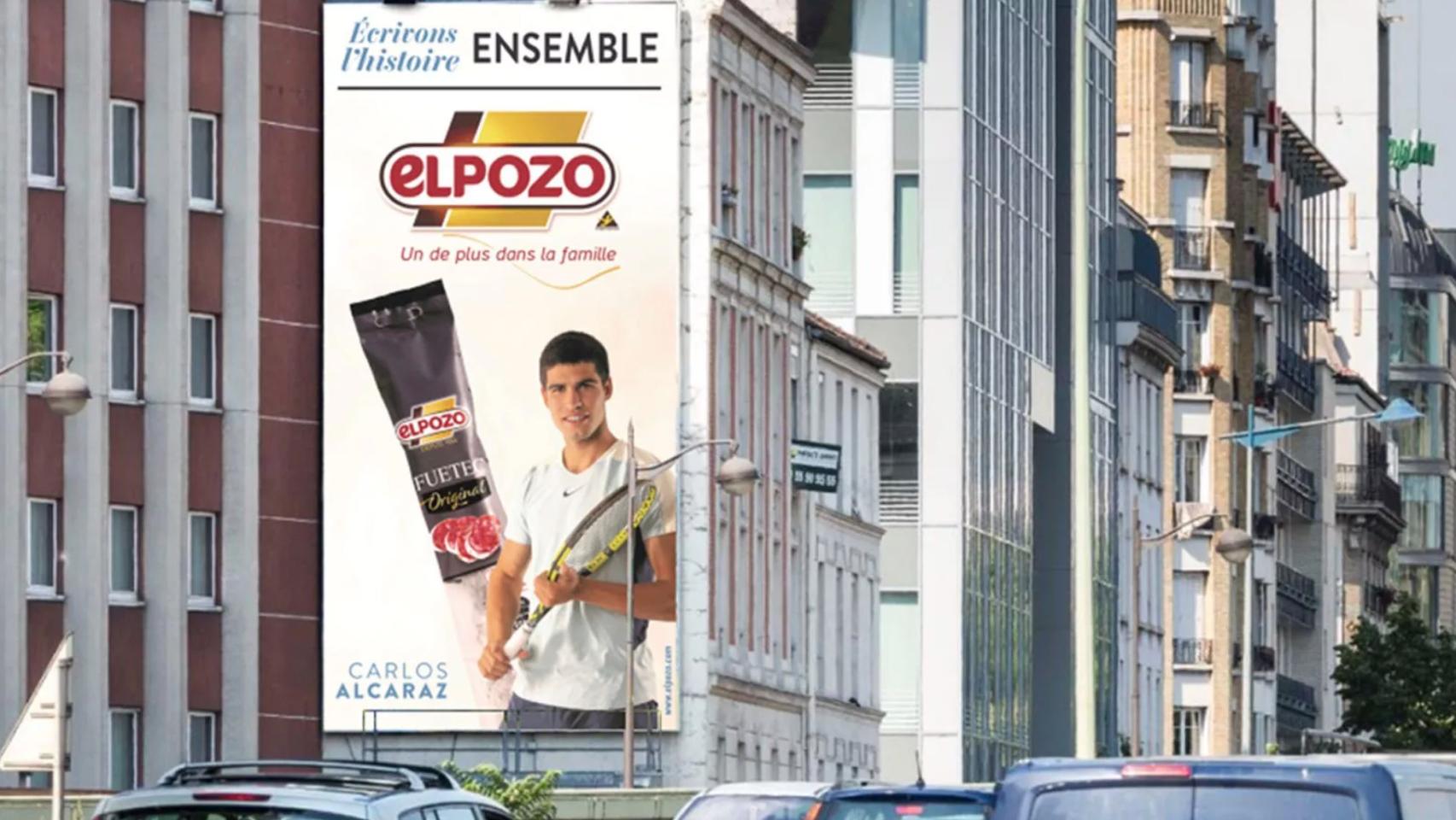 Pancarta de Carlos Alcaraz y ElPozo en París