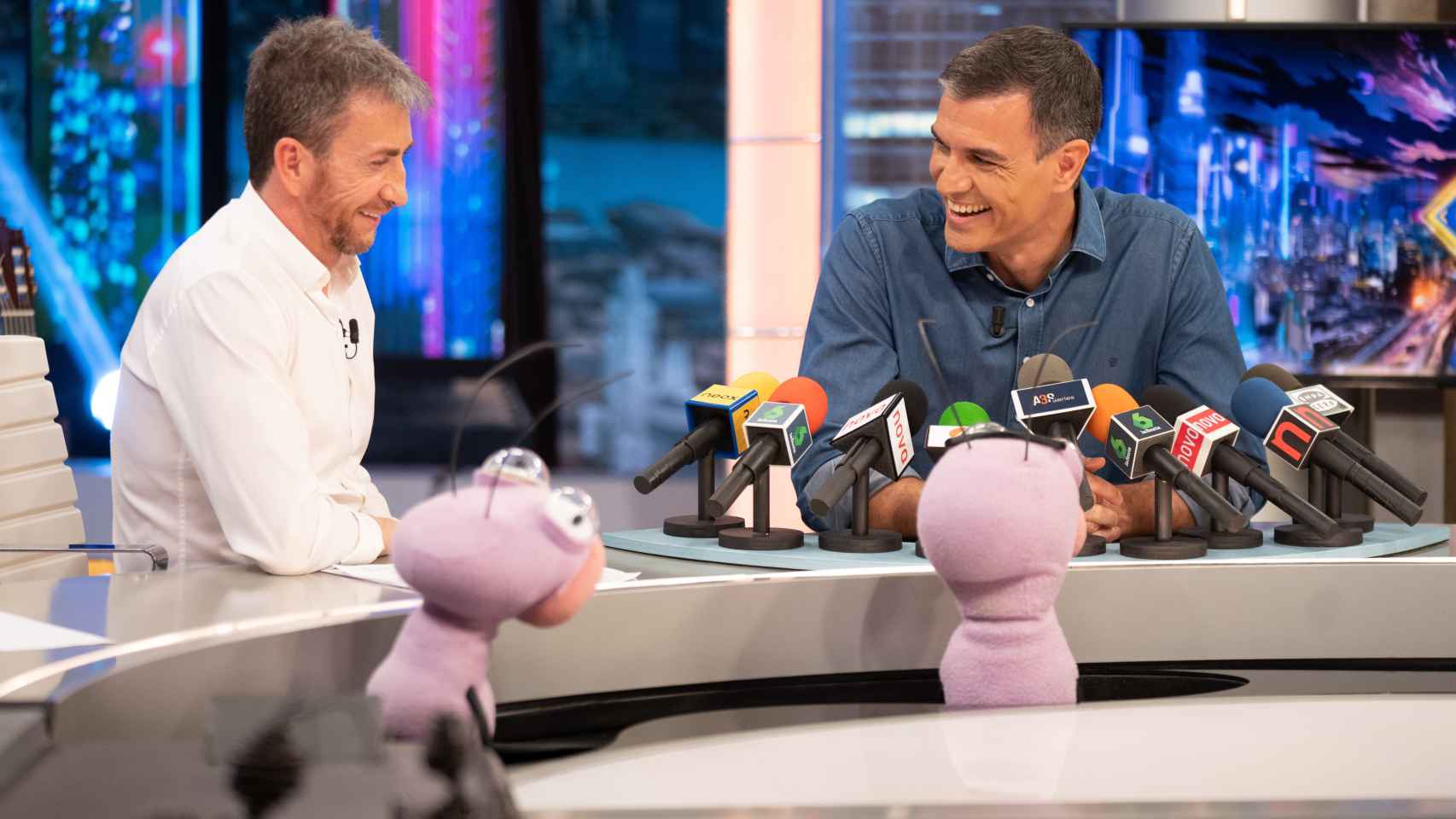 Pablo Motos y el presidente Pedro Sánchez, este martes en 'El Hormiguero' de Antena 3.