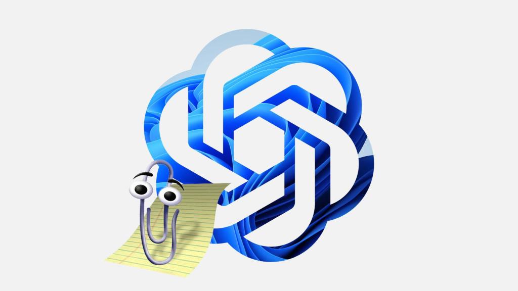 Fotomontaje con el logo de OpenAI y Clippy.