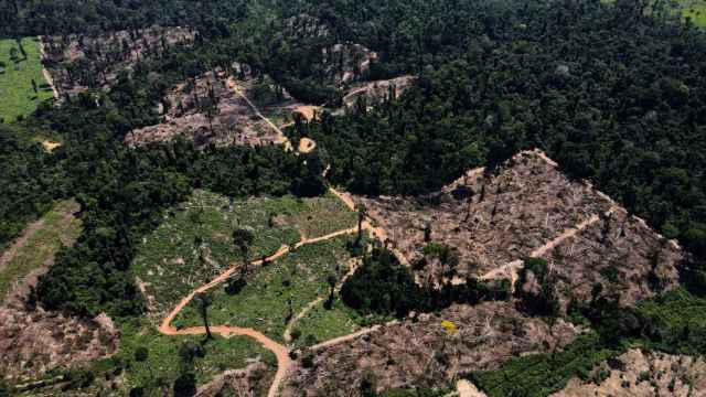 Imagen de archivo de una vista que muestra una zona deforestada en plena selva amazónica en Uruara.