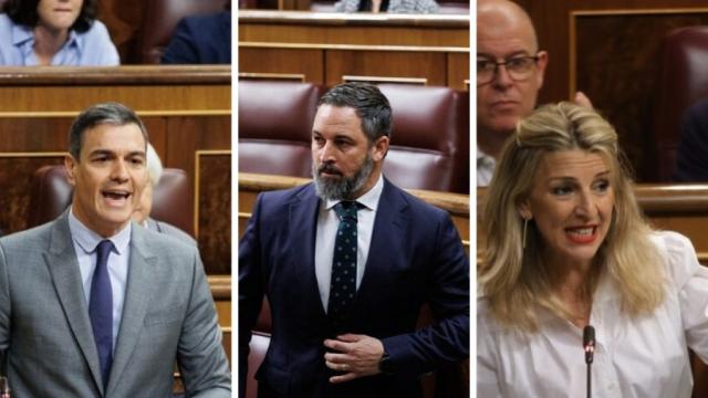 Pedro Sánchez, Santiago Abascal y Yolanda Díaz