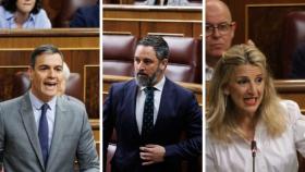 Pedro Sánchez, Santiago Abascal y Yolanda Díaz