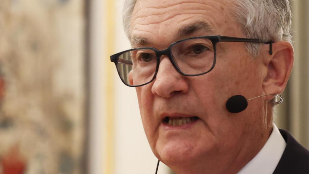 Jerome Powell, presidente de la Reserva Federal de EEUU, durante su intervención en la Conferencia de Estabilidad Financiera organizada por el Banco de España este jueves.