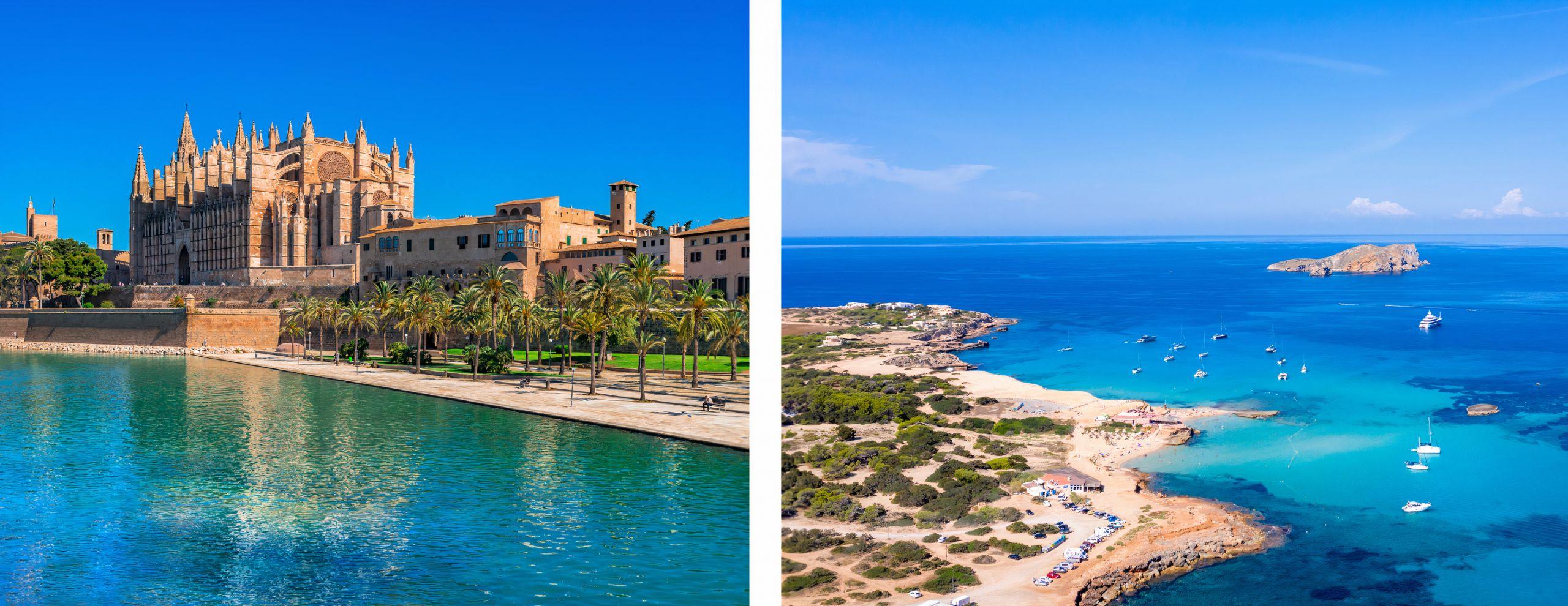 Palma de Mallorca (izquierda) e Ibiza (derecha).