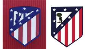 A la izquierda el escudo nuevo del Atlético de Madrid, a la derecha el antiguo que ha elegido la afición