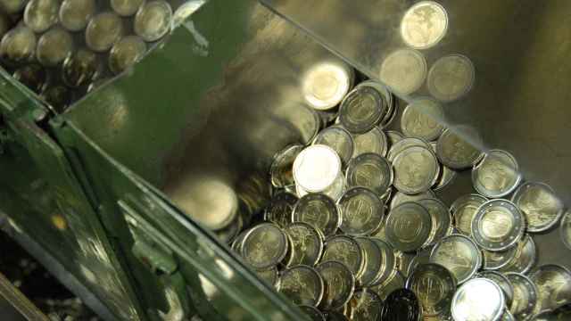 Fabricación de monedas de dos euros.