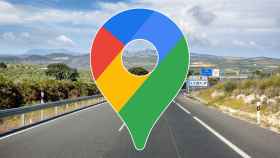 Montaje del logo de Google Maps y una carretera española.