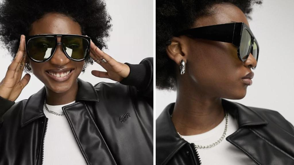 Gafas de sol negras extragrandes estilo aviador de My Accessories London