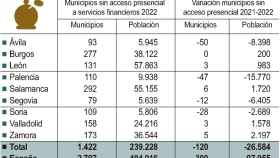 Gráfico con los datos de exclusión financiera en Castilla y León.