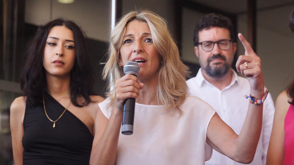 La vicepresidenta segunda y candidata a Sumar, Yolanda Díaz en un acto de precampaña en Toledo