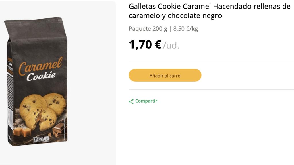 Galletas cookie caramel.