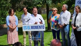 El presidente de la Junta y del PPCyL, Alfonso Fernández Mañueco, durante su intervención en Segovia, este lunes.